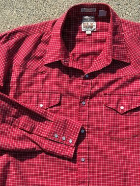 Ely Cattleman Red Plaid Western Button-Down Shirt